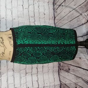 Juicy Couture Emerald Green Snakeskin Print Skirt Size 8 EUC